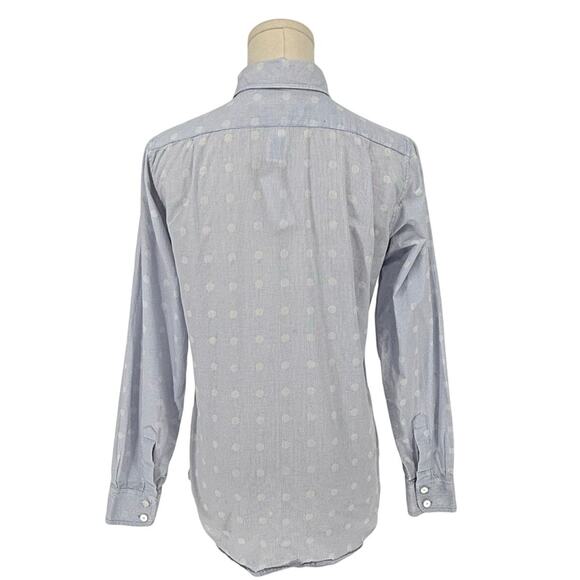 Lizwear Polka Dot Button Front Shirt Women's Size S Light Blue Casual - Picture 3 of 7